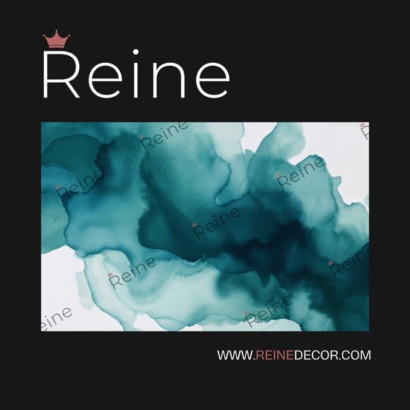 Teal and Blue Watercolor Wallpaper | Artistic Ocean-Inspired Decor - Picture 5 of 9